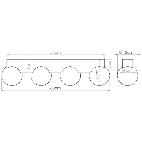 Sollux Lighting Plafondlamp BULBO 4 natuurlijk hout - 63x12x16cm