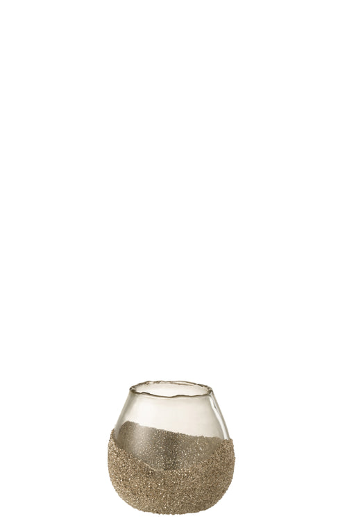 J-Line kaarshouder Helft Parels Rond - glas - goud - small