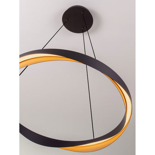 Nova Luce RADON Geïntegreerde LED-hanglamp voor plafond, matzwart, goudkleurig, Triac dimbaar, 53W, 1751lm, 3000K