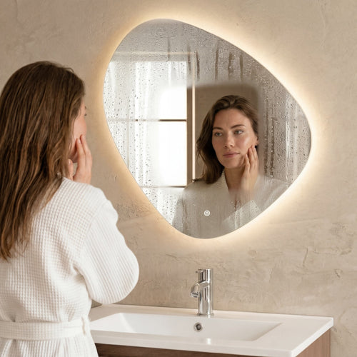 LOMAZOO badkamerspiegel Geneva - met LED verlichting - ovaal - 60 x 60 cm