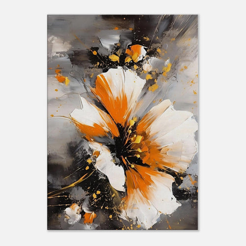 Artfulprints Canvas Abstract floral expression canvas - 75x100 cm - Oranje