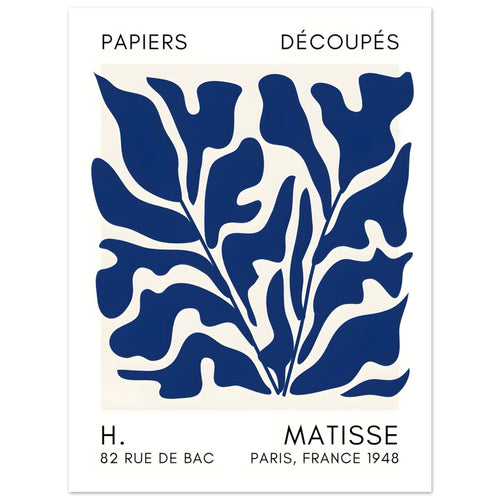 Artfulprints  Matisse – Seabed shapes navy blue II   poster 30x40 cm