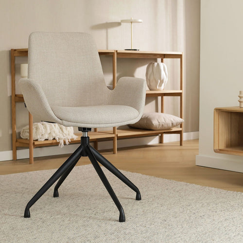 Nolon Nola-Eef Draaibare Eetkamerstoelen Beige - Zwart - 2x - vtwonen shop