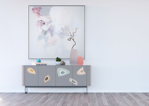Sanders & Sanders muursticker figuratief motief beige, blauw en okergeel - 30 x 30 cm - 600337