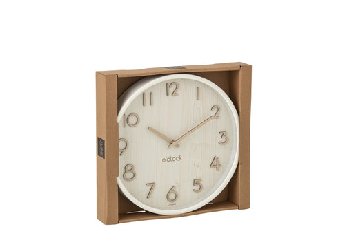 J-Line klok - multiplex/hout - wit - small - Ø 30 cm