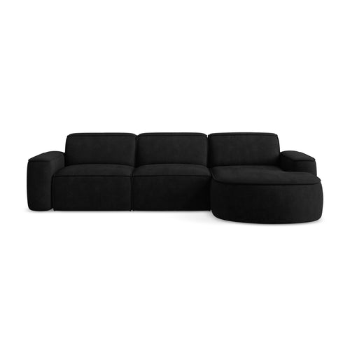 LaMiaSofa hoekbank rechts Melissa - chenille stof - zwart - 284x166x70