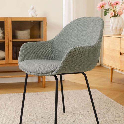 Nolon Nora-Mae Eetkamerstoel Saliegroen - Armleuning - Zwarte Poten - vtwonen shop