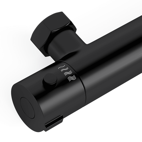LOMAZOO thermostatische douchekraan - met temperatuurbegrenzer 38°C - mat zwart - h.o.h. 15 cm