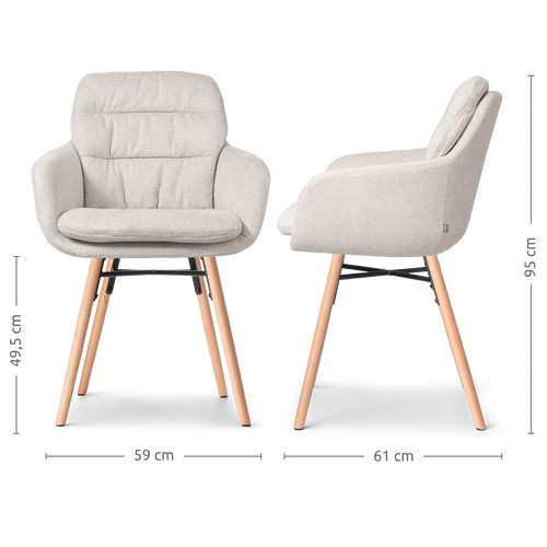 Nolon Nena-Mia Eetkamerstoelen Set van 2 - Beige - Naturel Hout - vtwonen shop