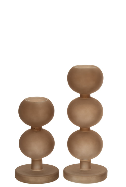 J-Line kandelaar Malik - glas - taupe - set van 2 - vtwonen shop