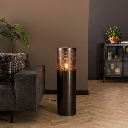 Giga Meubel Vloerlamp Cilinder - Zwart Nikkel - 90x25x25cm