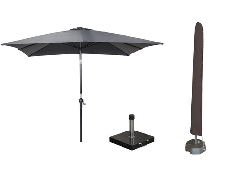 Garden Impressions Lotus parasolset 250x250 donkergrijs met voet en hoes