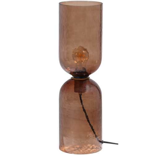 WOOOD tafellamp gehamerd glas 51xø15 cm- bruin Gigi