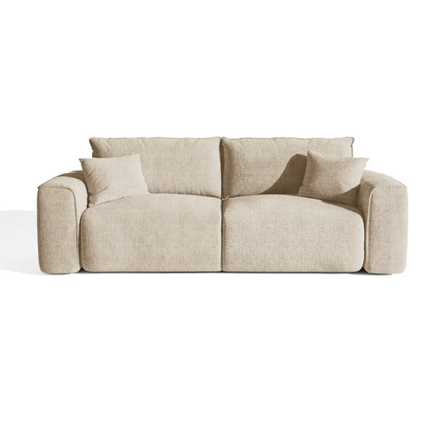 Premium Interiors - Snel uitklapbare slaapbank COMO - zacht aanvoelende geweven stof beige 216cm