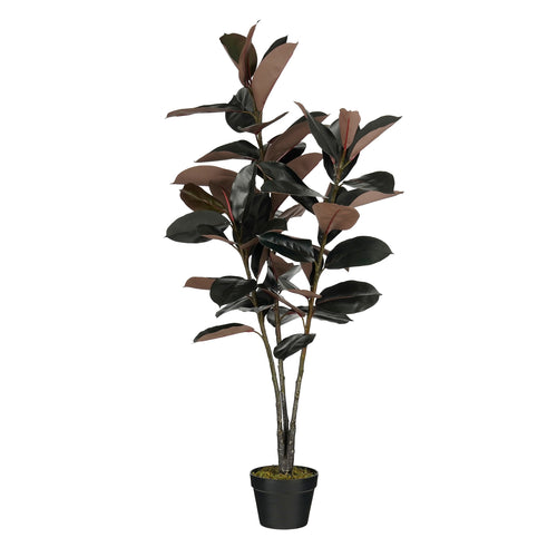 Mica Decorations Rubberplant – Kunstplant in Pot – Realistische Nepplant Woondecoratie – Kunstplanten voor Binnen en Buiten – H120 x Ø80 cm – Rood