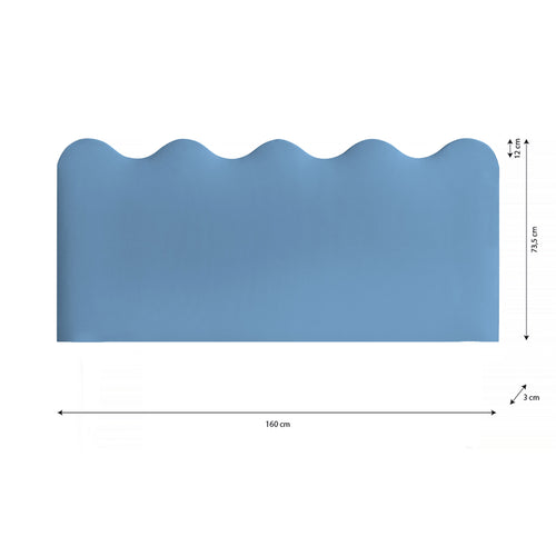 Gestoffeerd hoofdbord met golvende vorm 160x73,5 cm
