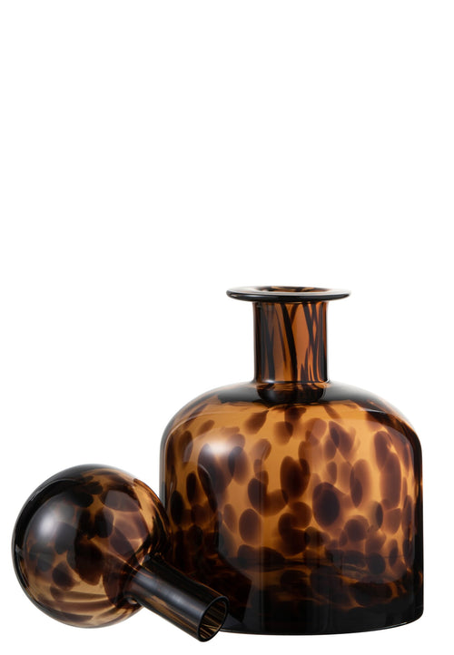 J-Line decoratie Fles + Stop Spikkel - glas - bruin/zwart - small