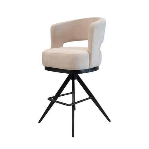 DÉJA Living Barkruk Louis - Stof/Metaal - Taupe - Set van 2 - vtwonen shop