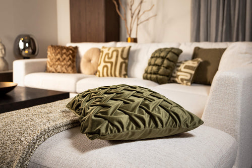 MIRA - sierkussen 45x45 cm - 3D-vlechtpatroon - Mayfly - groen