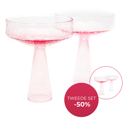 Brût Homeware Champagne Coupe roze, 2 sets van 2