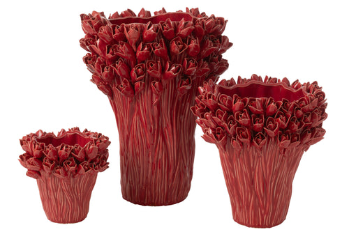 J-Line vaas Ambrosia - keramiek - rood - large - Ø 35 cm - vtwonen shop