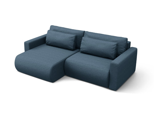 Cosmopolitan Design Omkeerbare converteerbare hoekbank met opbergdoos Belfast 3-zits, structurele stof blauw - 149x240x84cm