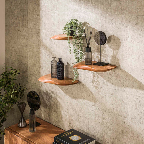 Giga Meubel Wandschap Organic - Acaciahout - Set van 3 - 50x20x4cm