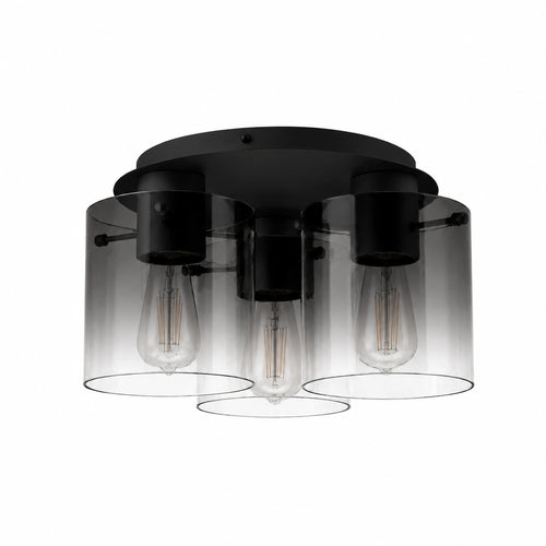 Searchlight Sweden 3-lichts plafondlamp - matzwart en gerookt glas