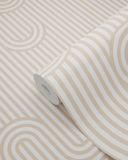 ESTAhome behang grafische lijnen warm beige en wit - 50 x 900 cm - 131023 - vtwonen shop