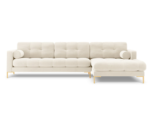 Cosmopolitan Design rechter hoekbank Bali 5-zits, flueel, lichtbeige - 185x293x75cm