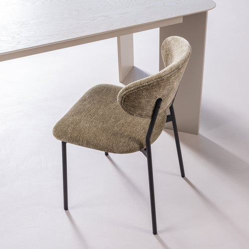 WOOOD eetkamerstoelen Kjeld - Chenille - Bruin - Set van 2
