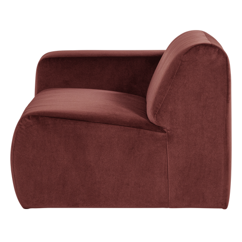 WOOOD 1,5-zits bank arm links Mojo Base - Velvet - Kast.bruin - 74x145x97