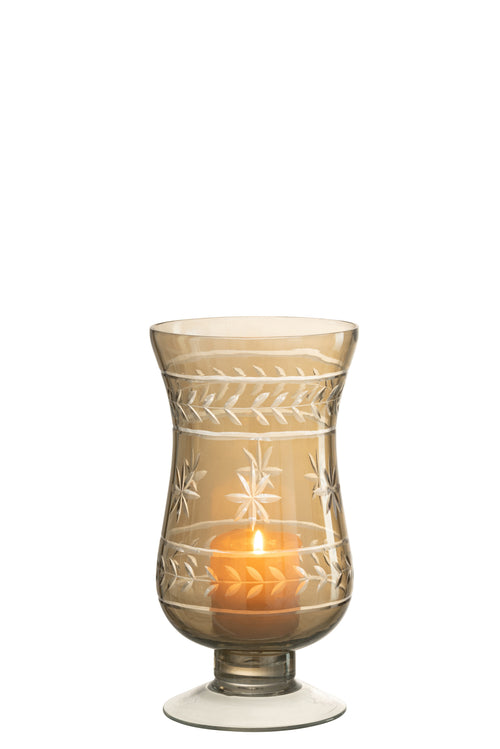 J-Line windlicht Modern Ster - glas - grijs - 22 cm hoog - vtwonen shop