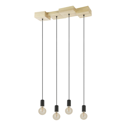 EGLO hanglamp Halkin - e27 - 72 cm - bruin/zwart - hout