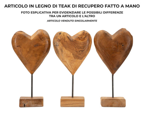 Houten hart sculptuur 20x12x37 cm