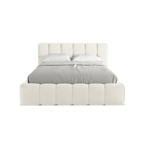 LaMiaSofa Bed met opbergruimte Roma - velours - lichtbeige - 160x228x82
