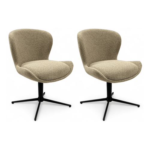 Furnhouse eetkamerstoel Nicklas - Beige - Stof (Bouclé) - Set van 2