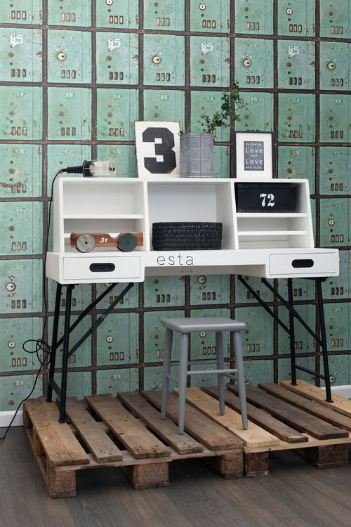 ESTAhome fotobehang brievenbussen zeegroen - 300 x 279 cm - 158204 - vtwonen shop