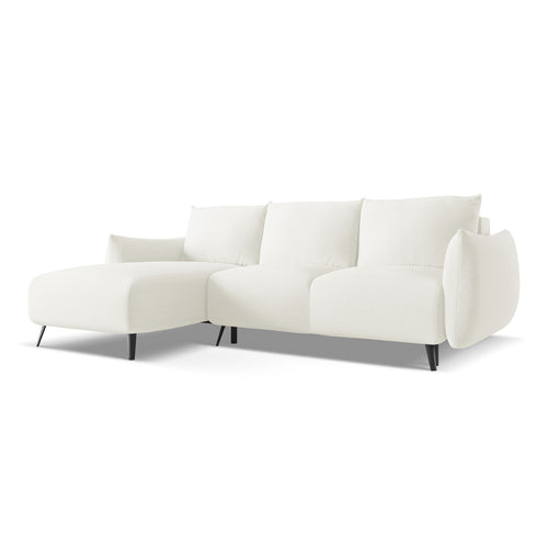 LaMiaSofa hoekbank links Genova - chenille stof - wit - 242x162x86