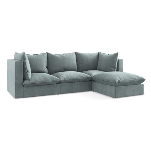 LaMiaSofa hoekbank rechts Ravenna - textuurstof - jeans - 255x165x77