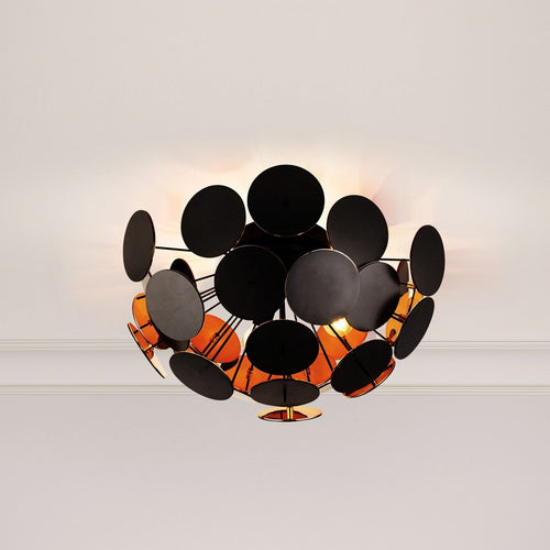 Searchlight DISCUS - 3 lichtzwarte, gouden semi-verzonken lamp