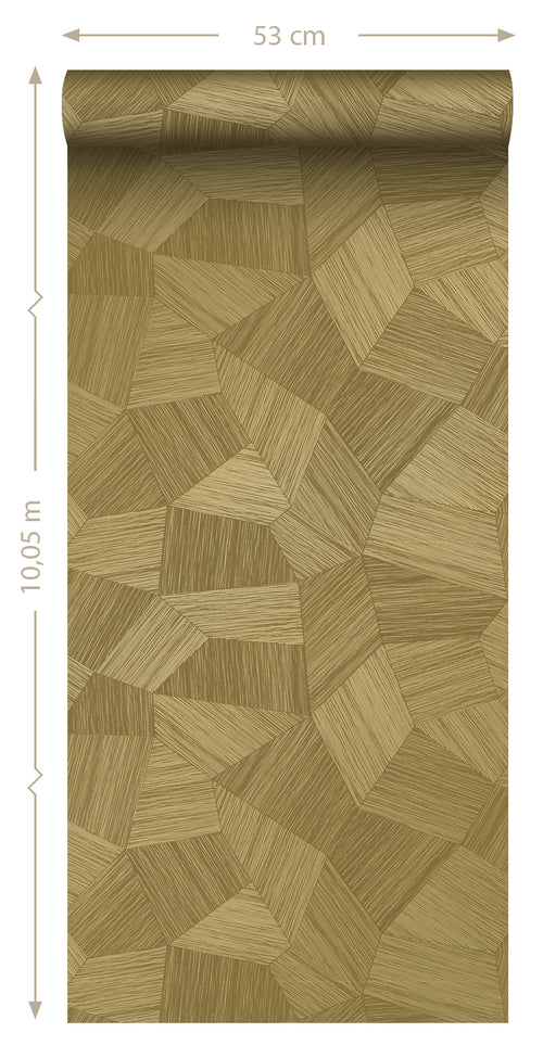 Origin Wallcoverings eco-texture vliesbehang grafisch 3D motief goud - 0.53 x 10.05 m - 347822 - vtwonen shop