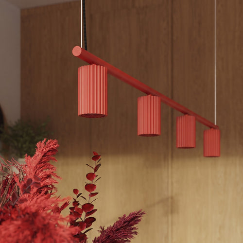 Sollux Lighting Kroonluchter KARBON 4 rood - 122x6,5x212cm