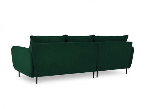 Cosmopolitan Design linker hoekbank Vienna 5-zits, flueel, flessengroen - 170x255x95cm