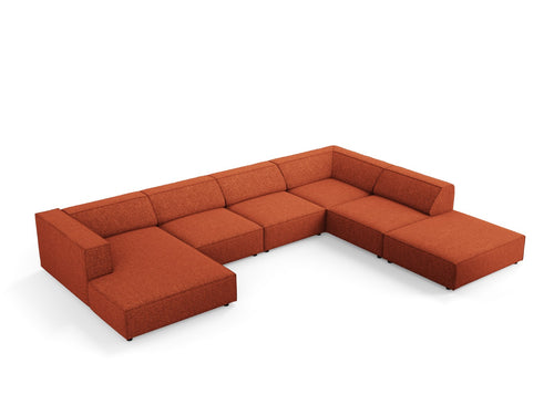 Cosmopolitan Design Panoramische hoekbank rechts Arendal 7-zits, chenille, terracotta - 262x364x70cm