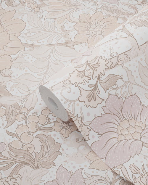 ESTAhome behang vintage bloemen lichtpaars en licht terracotta - 50 x 900 cm - 131192 - vtwonen shop