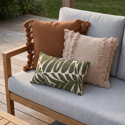 KUSSENSET - 3-delig - Desert Leaves - 45x45 cm, 30x50 cm - Inclusief binnenkussens - groen, beige, bruin