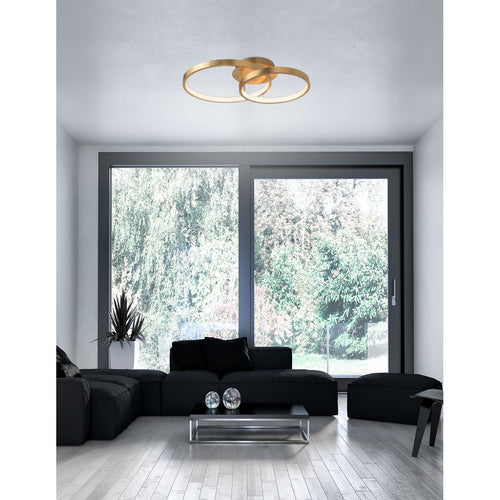 Merano Clearwater Geïntegreerde LED Semi Flush Light Golden Leaf Aluminium LED 44W 2650Lm 3000K
