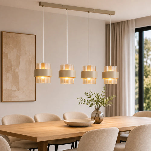 Searchlight hanglamp Royal - 4 lichts - 93  x 120   cm - zandkleur amber