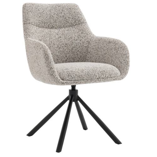 DÉJA Living Eetkamerstoel Noé - Beige/Zwart - Draaibaar - Set van 2